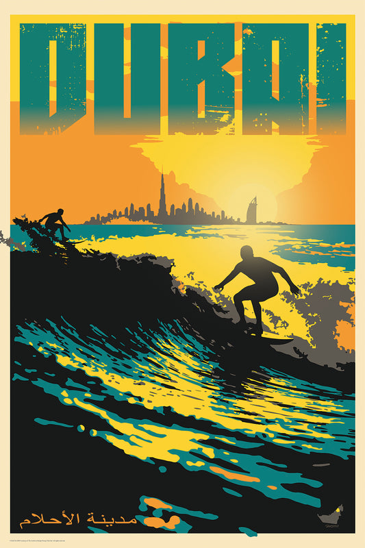 Surf at Sunset Beach, Dubai, City of Dreams, UAE.