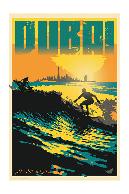 Surf at Sunset Beach, Dubai, City of Dreams, UAE.