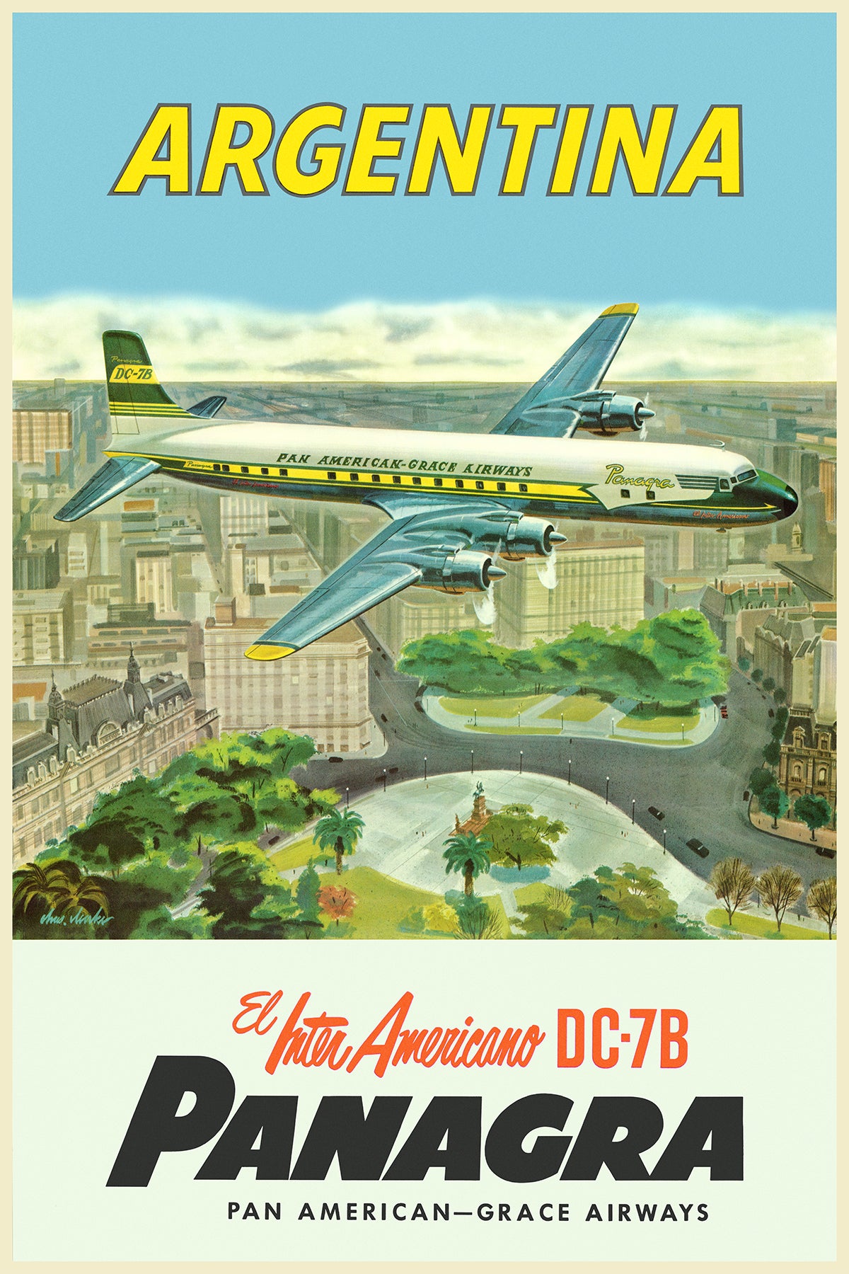 Argentina, Panagra,  Pan American - Grace Airways, c.1958. [El Interamericano DC-7B]