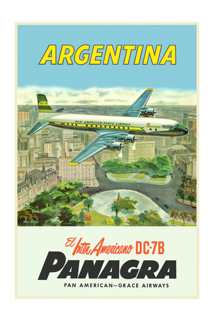 Argentina, Panagra,  Pan American - Grace Airways, c.1958. [El Interamericano DC-7B]