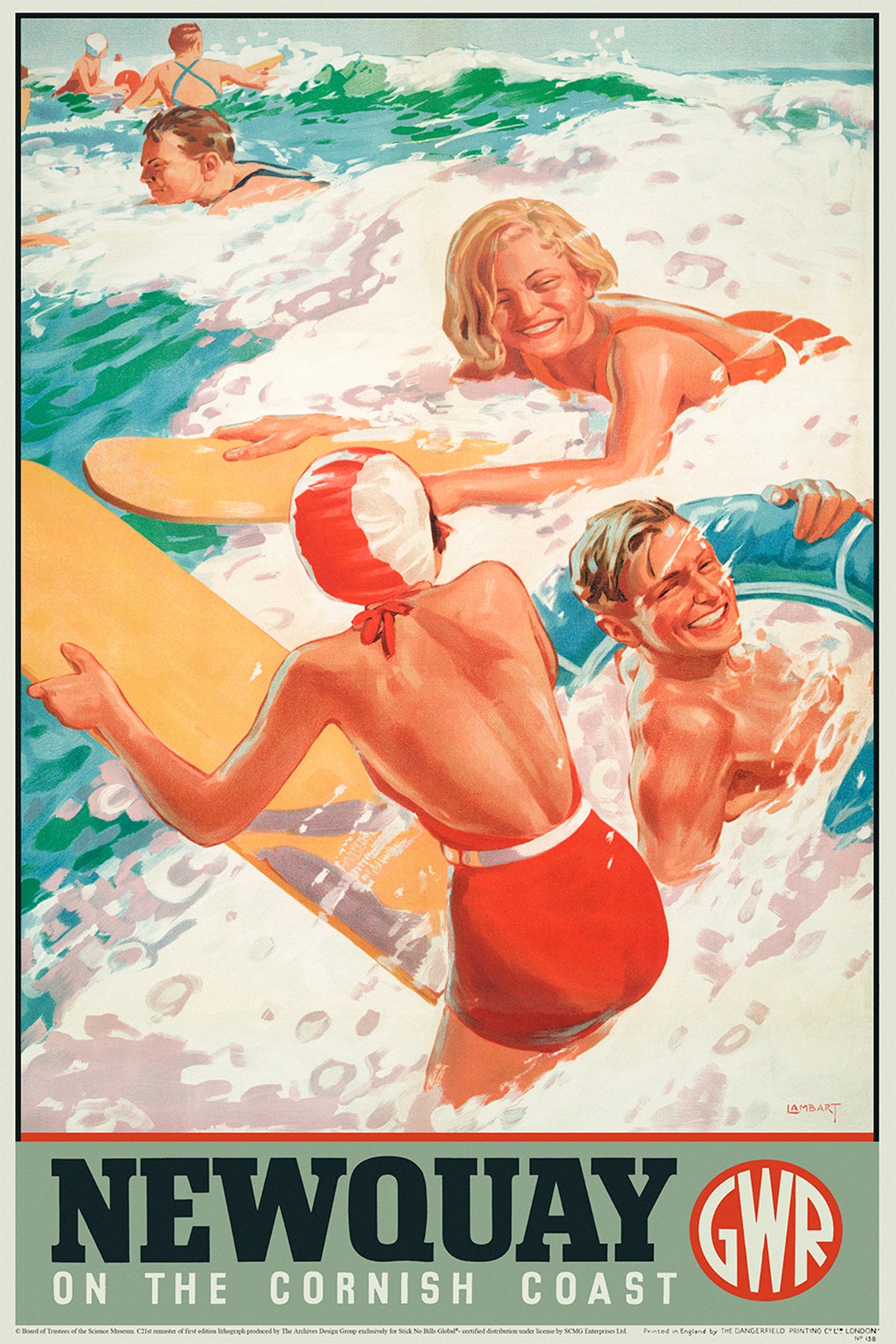 Newquay, on the Cornish Coast, 1937. [Surfers] [GWR]