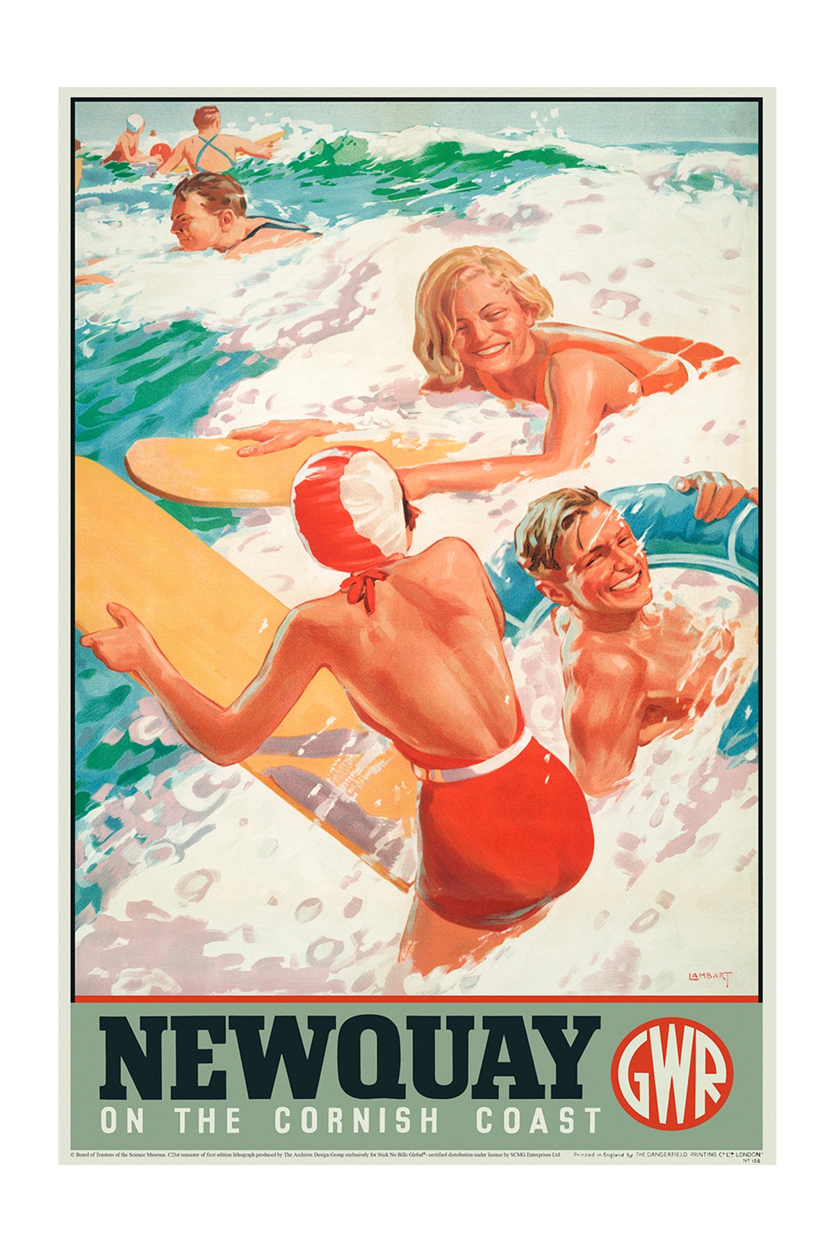 Newquay, on the Cornish Coast, 1937. [Surfers] [GWR]