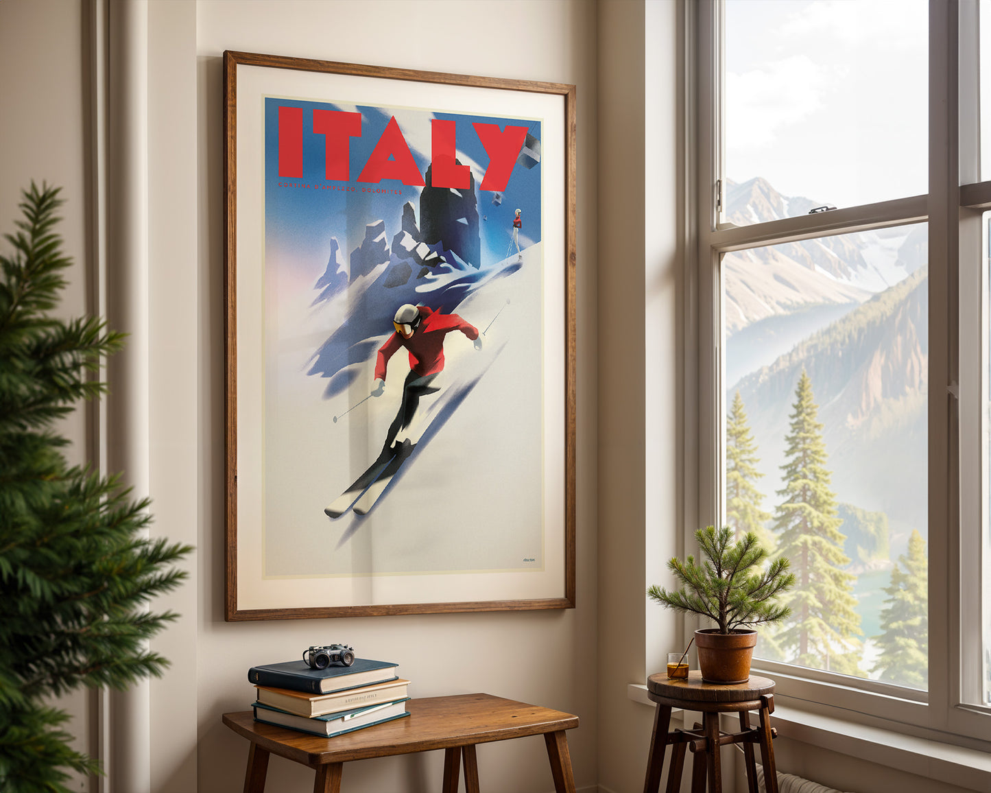 Dolomites Downhill Skiing, Cortina d'Ampezzo, Italy.