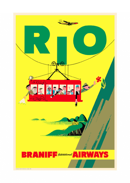 Rio, Braniff International Airways, 1960s [Cable car] [Yellow]
