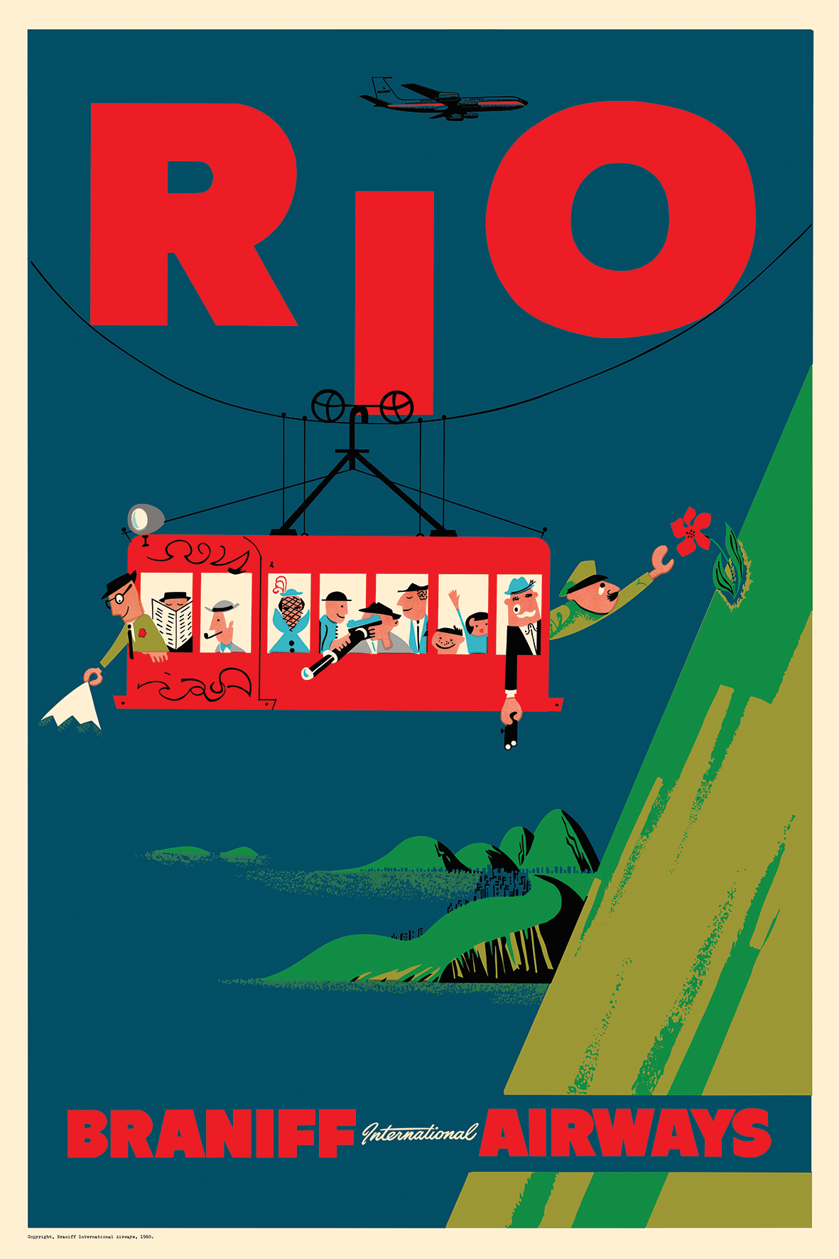Rio, Braniff International Airways, 1960s [Cable car] [Blue-red]