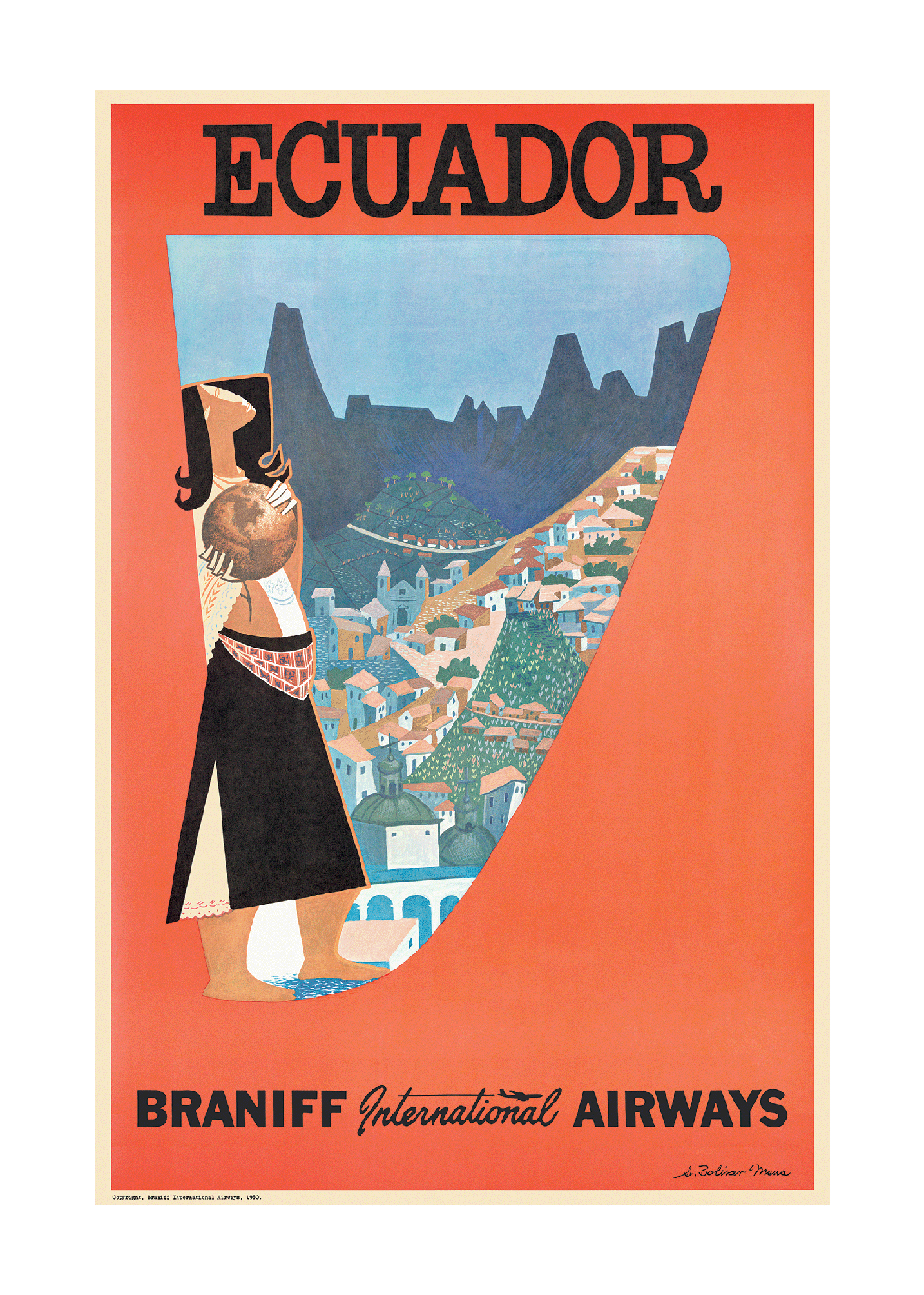 Ecuador, Braniff International Airways, 1960s [World globe].