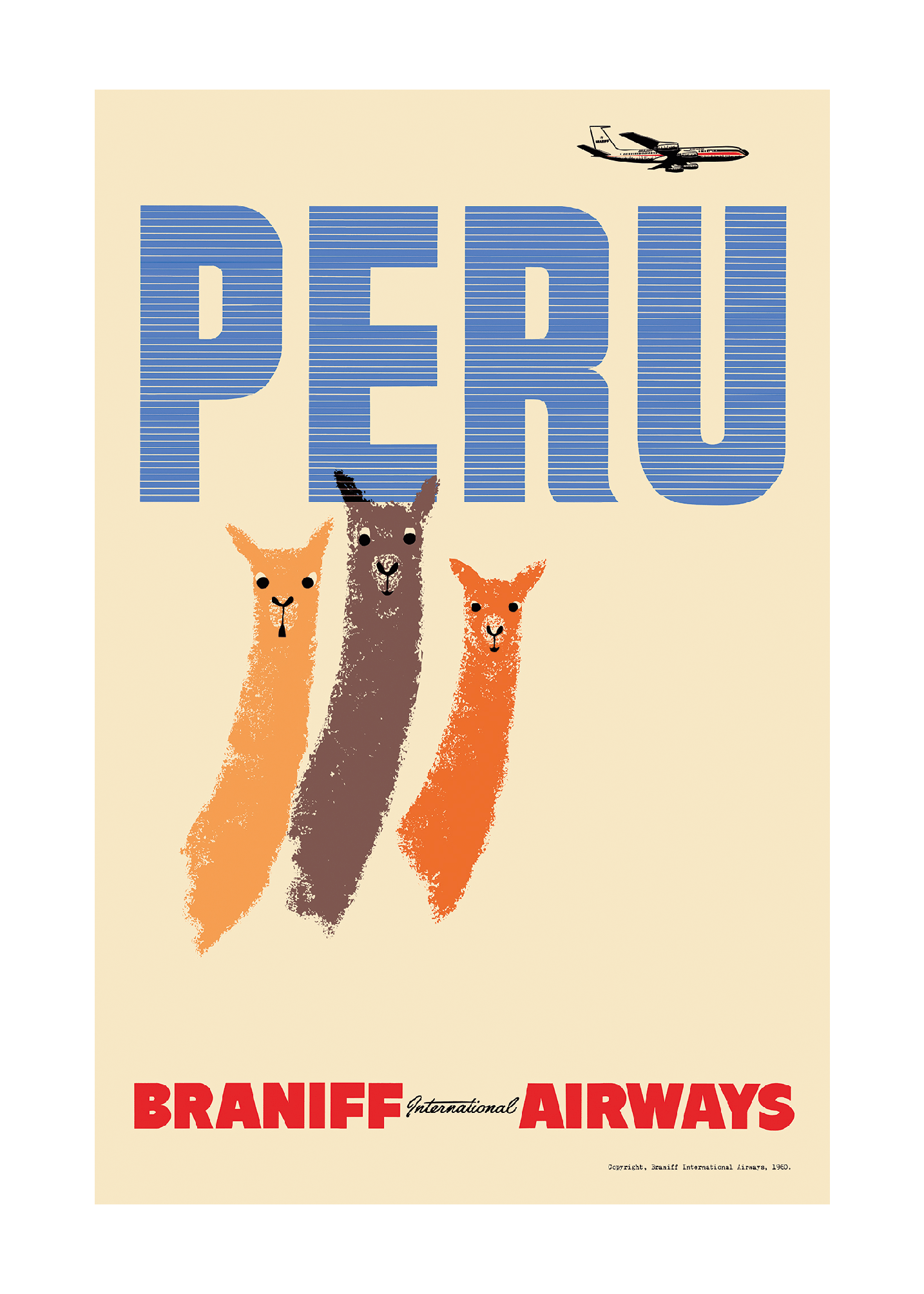 Peru, Braniff International Airways, 1950s [Llamas].