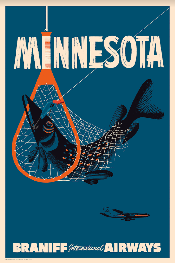 Minnesota, Braniff International Airways, 1960s [Fish in the net ].