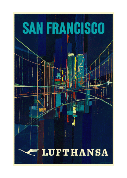 Lufthansa, San Francisco, 1960s [Oakland Bay Bridge].