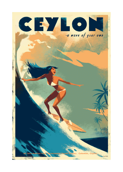 Ceylon 'A Wave of Your Own", Talpe Beach 1970s.