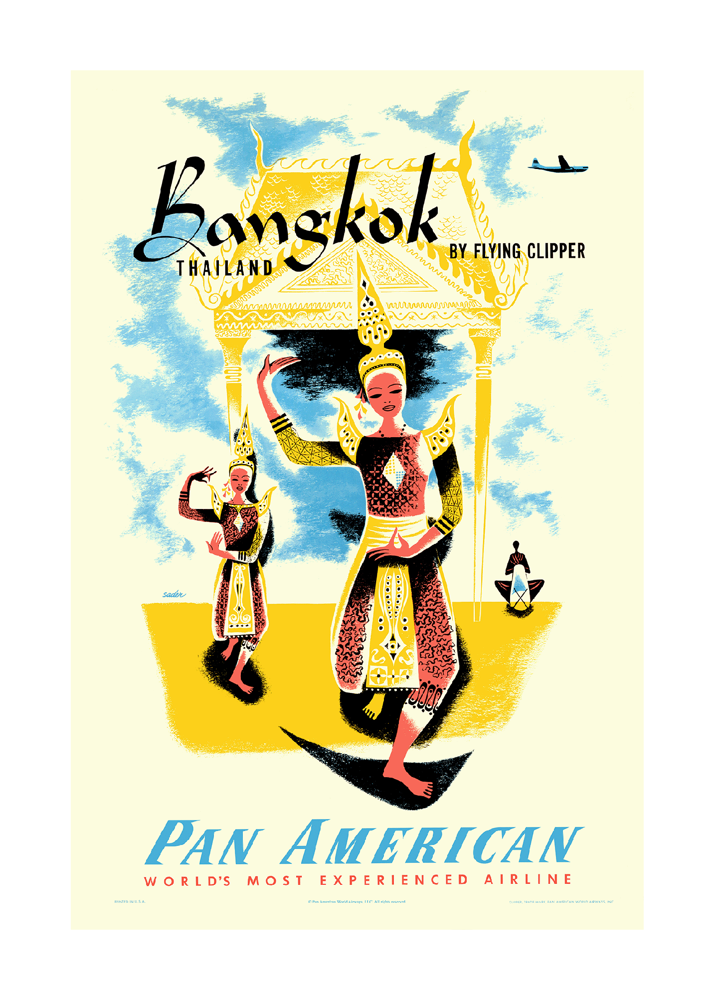 Bangkok, Thailand, Pan American, 1950s [Dancers & Temple].