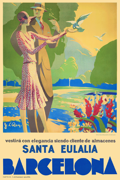 Lovers and Doves, Santa Eulalia, Barcelona, c.1930.