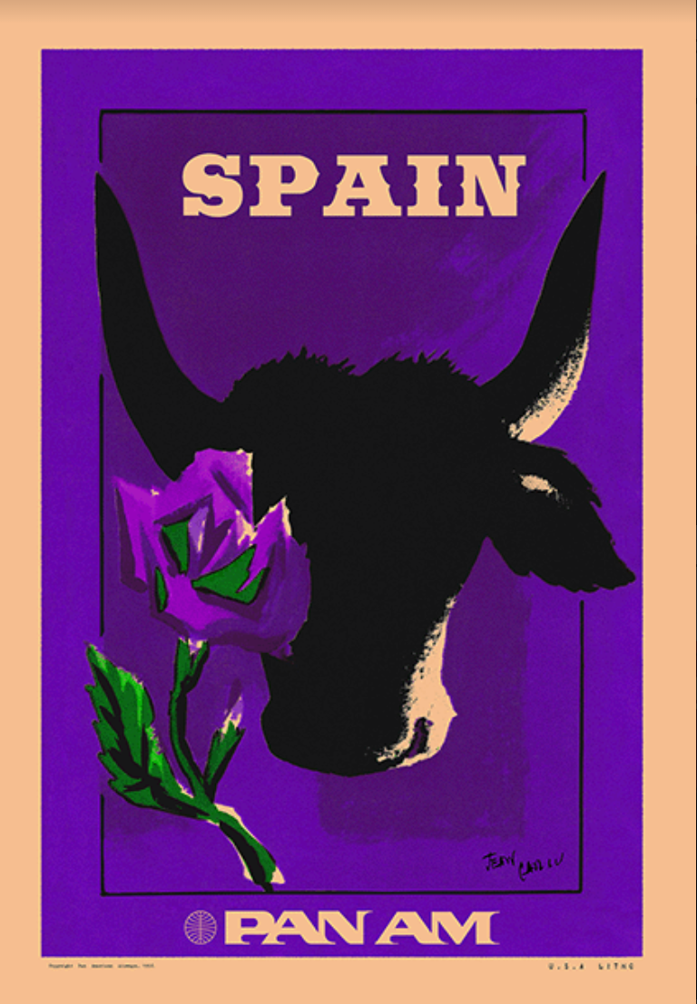 Spain, Pan Am, 1950s [Ode to the Toro] [Purple]