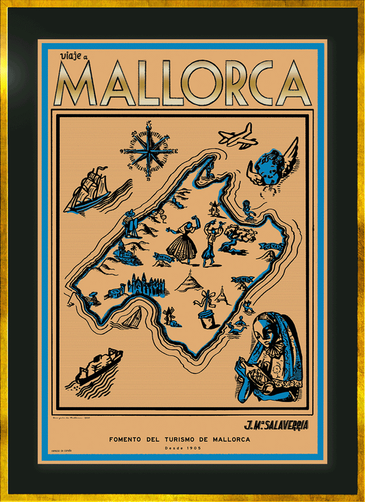 Viaje a Mallorca Map, 1928 (Blue).