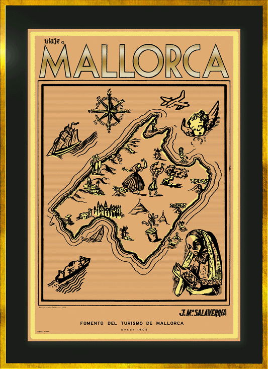 Viaje a Mallorca Map, 1928 (Yellow)