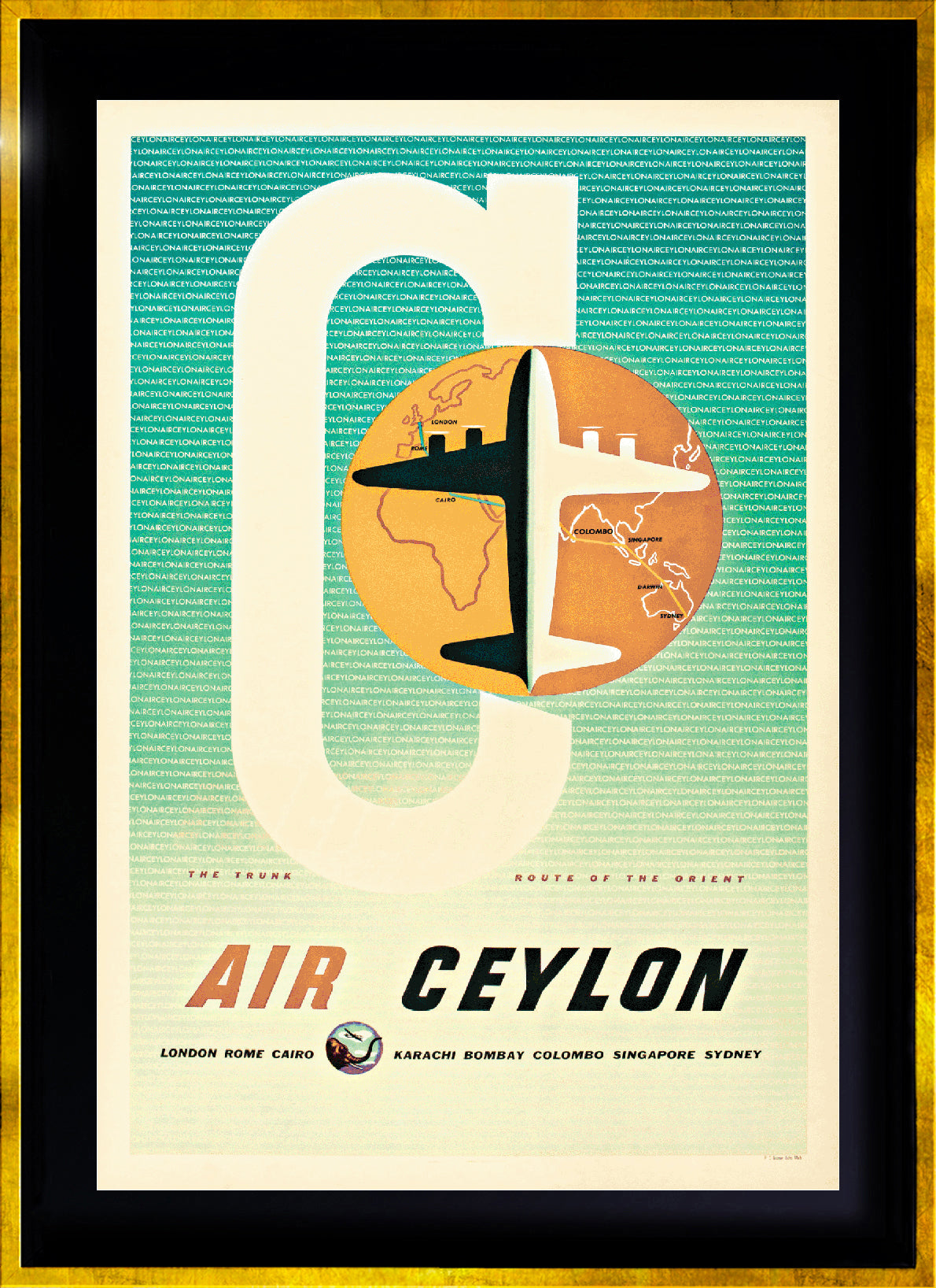 "Big C” [White] London - Rome - Cairo - Karachi - Ceylon - Sydney Via Air Ceylon 1953.